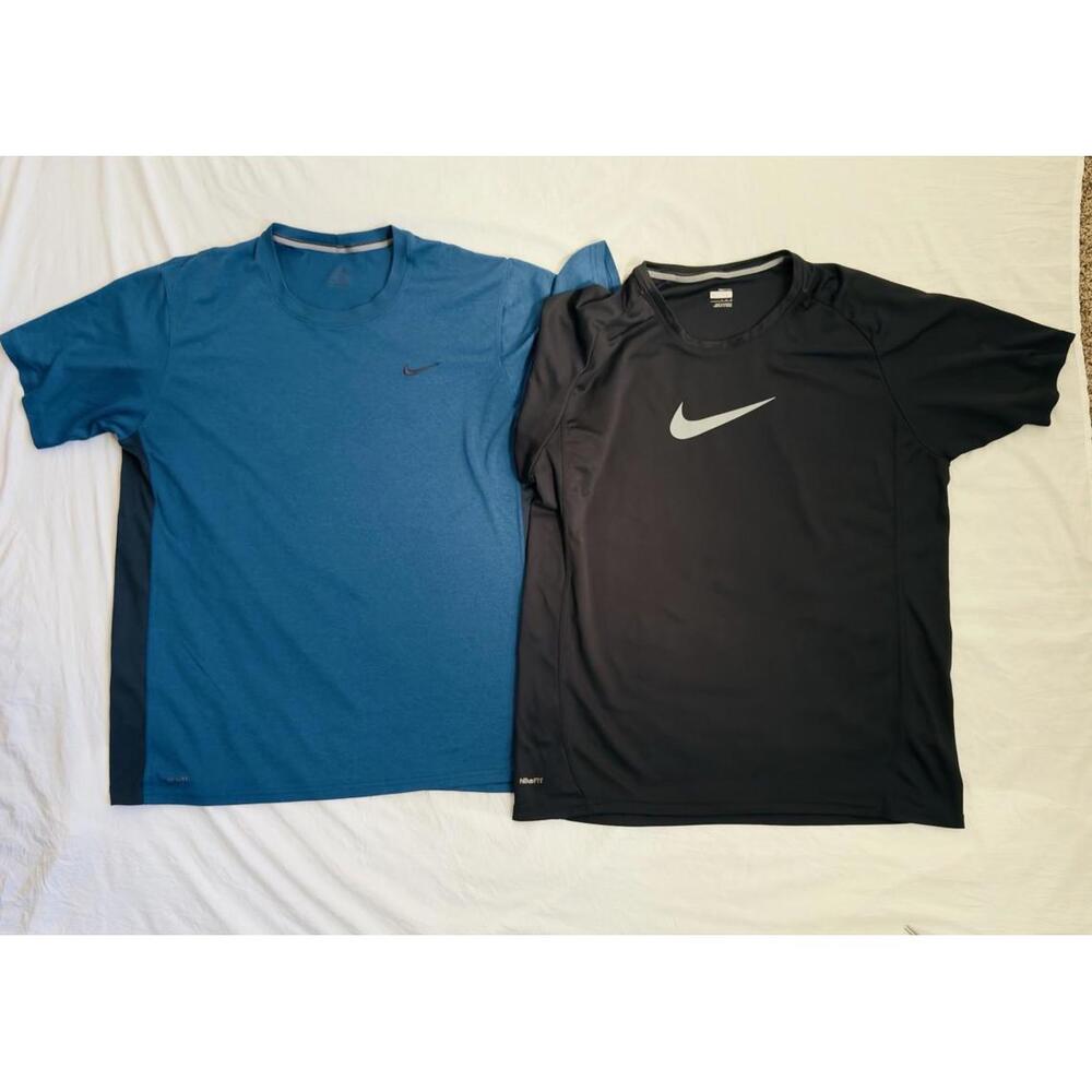 2 Nike Dri-Fit Athletic Shirts Mens Large Blue Black